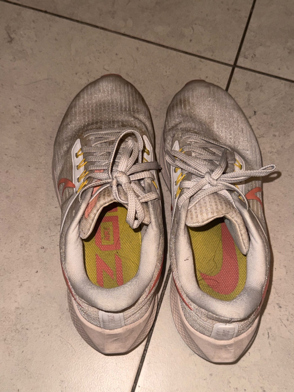 Nike zoom Running Sneakers with Coral Swoosh and Yellow Accents